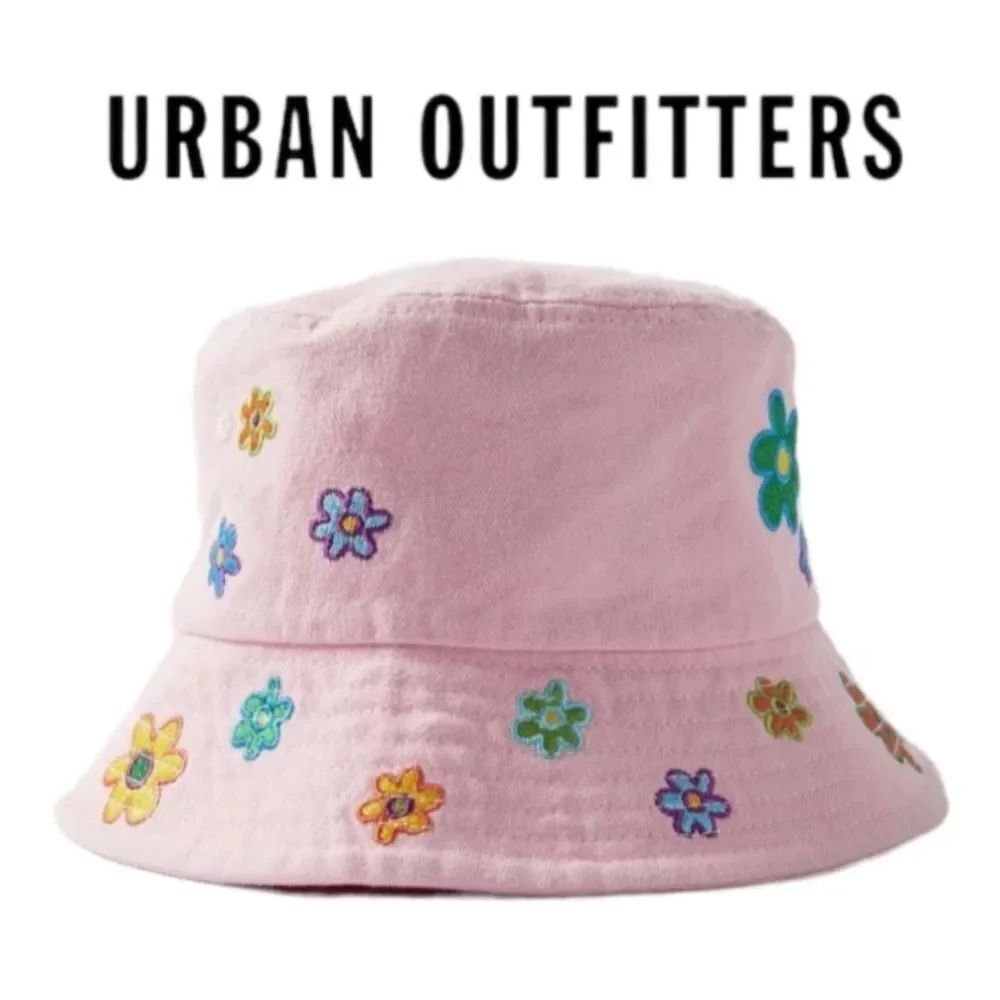 NEW Urban Outfitters UO Pink Poppy Embroidered Bucket Cap Hat